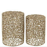 Bijzettafel Aluminium Goudkleurig Set van 2 - Bijzettafel - J-Line - livinglovely.nl