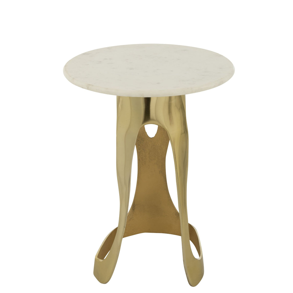 Bijzettafel Aluminium/Steen Goudkleurig/Wit Large J-Line