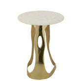 Bijzettafel Aluminium/Steen Goudkleurig/Wit Large J-Line