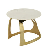 Bijzettafel Aluminium/Steen Goudkleurig/Wit Small J-Line