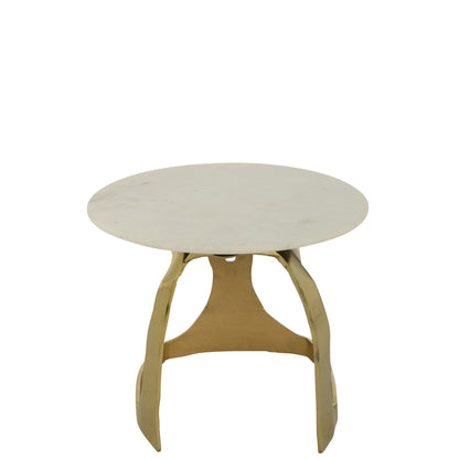 Bijzettafel Aluminium/Steen Goudkleurig/Wit Small J-Line