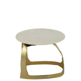 Bijzettafel Aluminium/Steen Goudkleurig/Wit Small J-Line