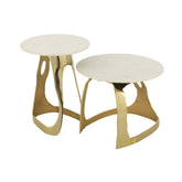 Bijzettafel Aluminium/Steen Goudkleurig/Wit Small J-Line