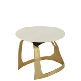 Bijzettafel Aluminium/Steen Goudkleurig/Wit Small J-Line