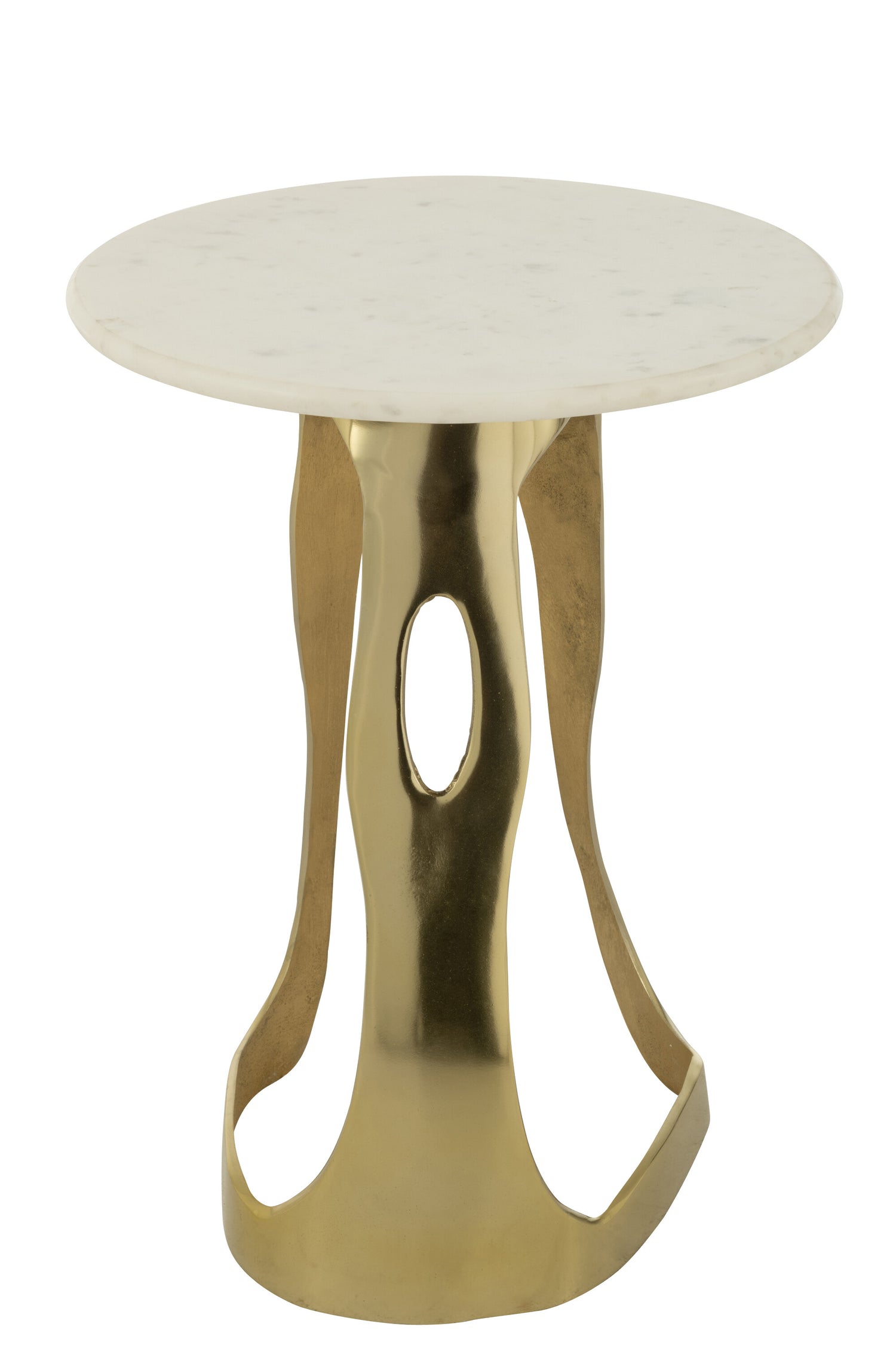 Bijzettafel Aluminium/Steen Goudkleurig/Wit Large J-Line - Bijzettafel - J-Line - livinglovely.nl