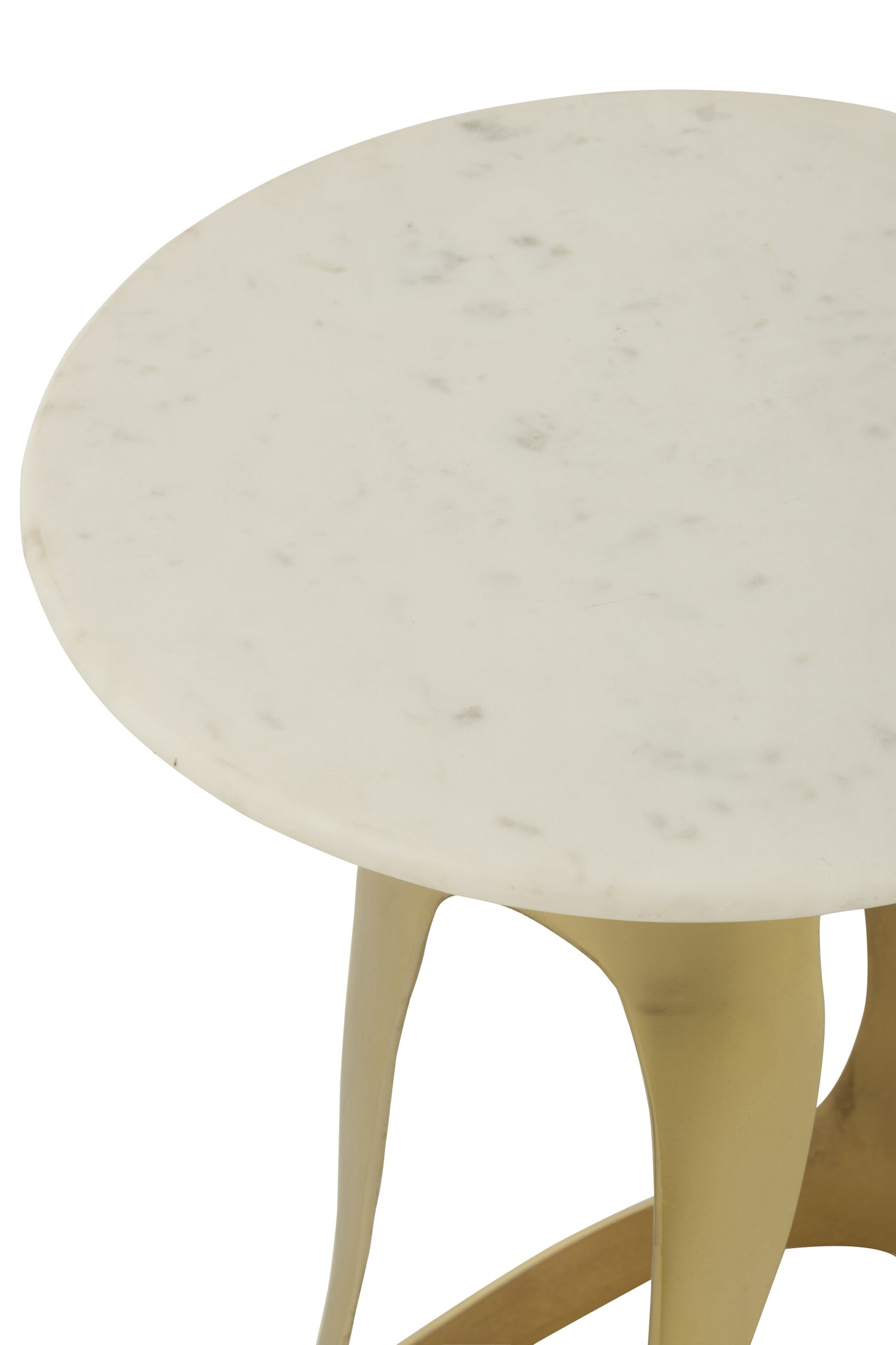 Bijzettafel Aluminium/Steen Goudkleurig/Wit Set van 2 J-Line - Bijzettafel - J-Line - livinglovely.nl