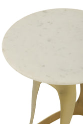 Bijzettafel Aluminium/Steen Goudkleurig/Wit Set van 2 J-Line - Bijzettafel - J-Line - livinglovely.nl