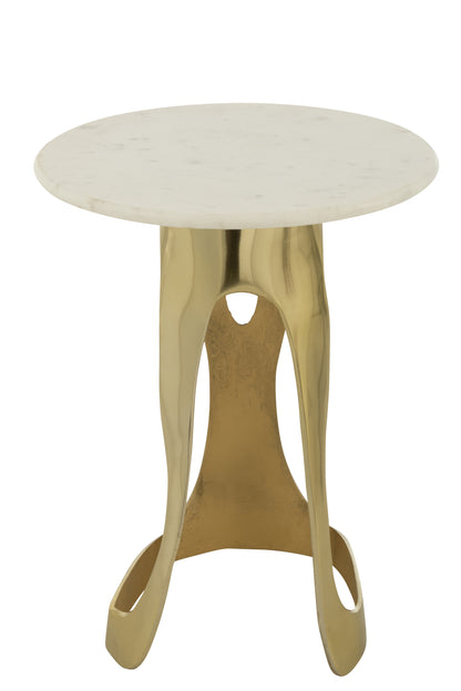 Bijzettafel Aluminium/Steen Goudkleurig/Wit Set van 2 J-Line - Bijzettafel - J-Line - livinglovely.nl