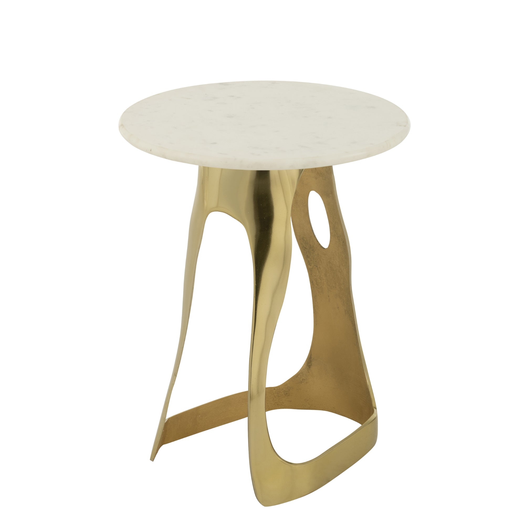 Bijzettafel Aluminium/Steen Goudkleurig/Wit Set van 2 J-Line - Bijzettafel - J-Line - livinglovely.nl