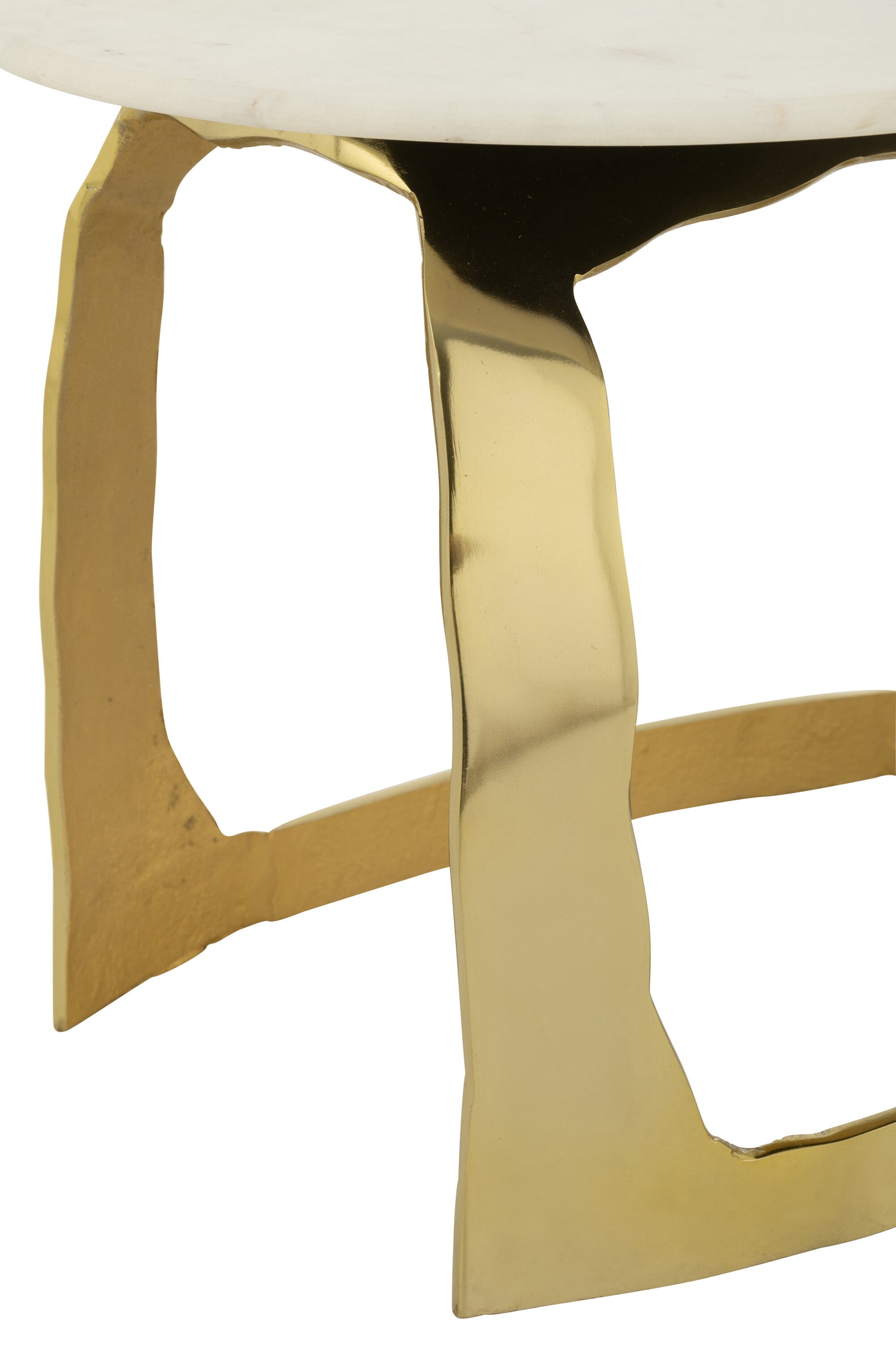 Bijzettafel Aluminium/Steen Goudkleurig/Wit Set van 2 J-Line - Bijzettafel - J-Line - livinglovely.nl