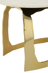 Bijzettafel Aluminium/Steen Goudkleurig/Wit Set van 2 J-Line - Bijzettafel - J-Line - livinglovely.nl