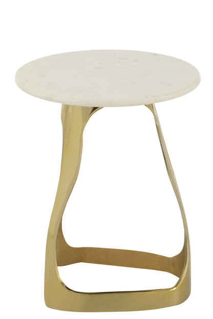 Bijzettafel Aluminium/Steen Goudkleurig/Wit Set van 2 J-Line - Bijzettafel - J-Line - livinglovely.nl