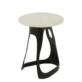 Bijzettafel Aluminium/Steen Zwart/Wit Set van 2 J-Line - Bijzettafel - J-Line - livinglovely.nl