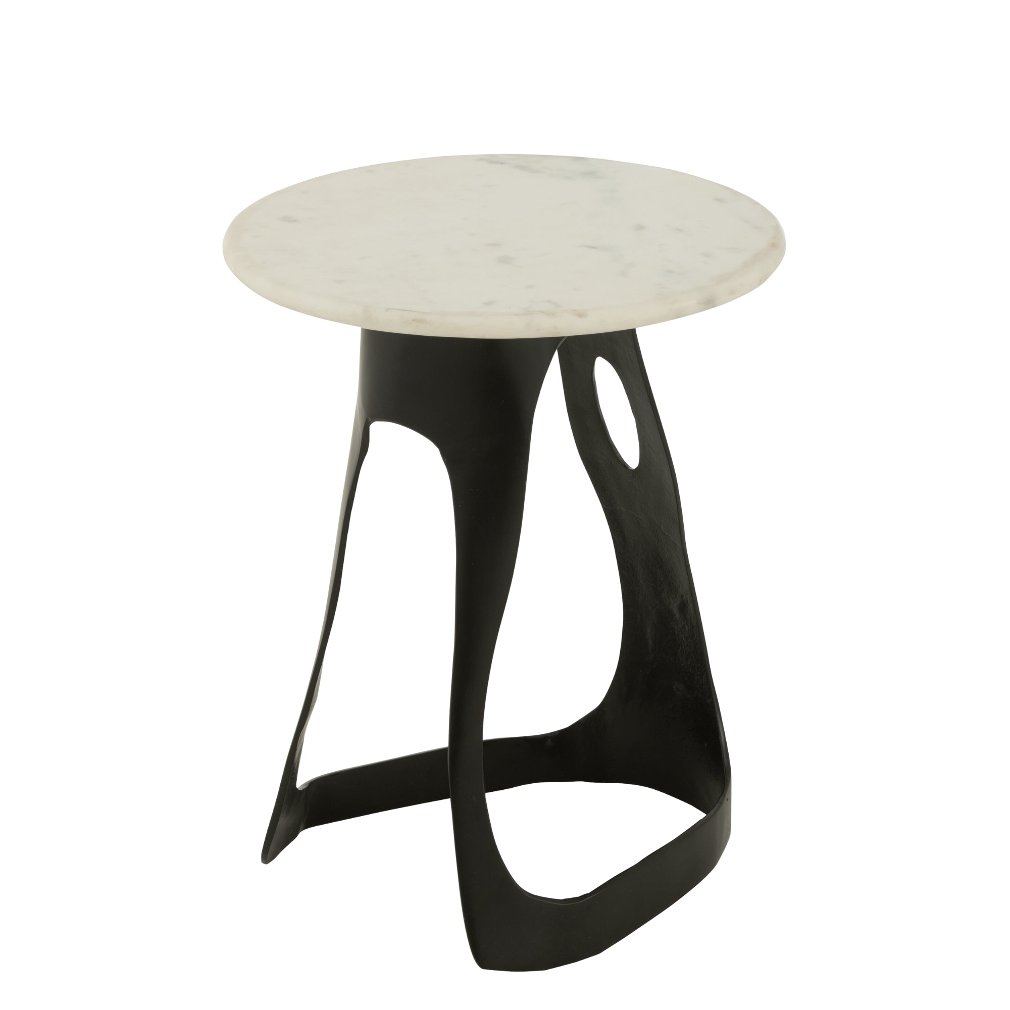 Bijzettafel Aluminium/Steen Zwart/Wit Set van 2 J-Line - Bijzettafel - J-Line - livinglovely.nl