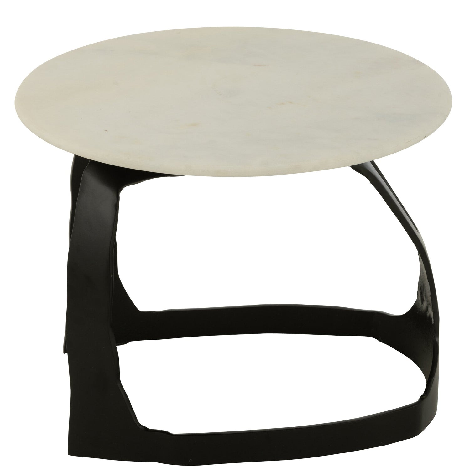 Bijzettafel Aluminium/Steen Zwart/Wit Set van 2 J-Line - Bijzettafel - J-Line - livinglovely.nl