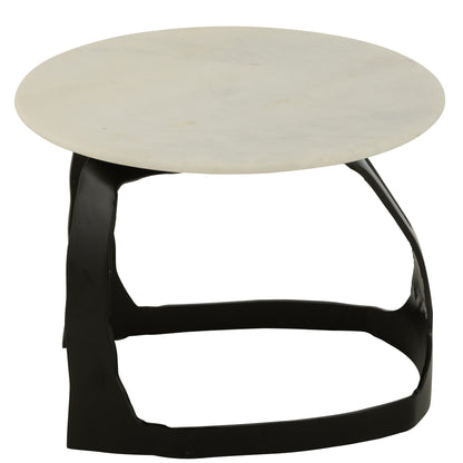 Bijzettafel Aluminium/Steen Zwart/Wit Set van 2 J-Line - Bijzettafel - J-Line - livinglovely.nl