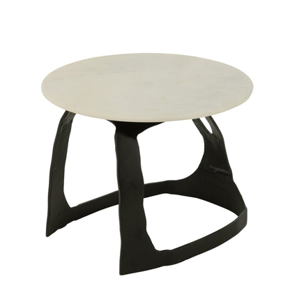 Bijzettafel Aluminium/Steen Zwart/Wit Set van 2 J-Line - Bijzettafel - J-Line - livinglovely.nl