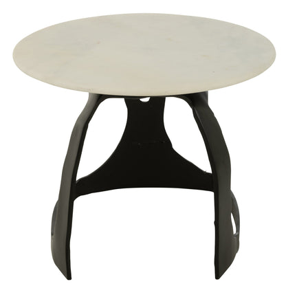 Bijzettafel Aluminium/Steen Zwart/Wit Set van 2 J-Line - Bijzettafel - J-Line - livinglovely.nl