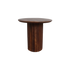 Bijzettafel Bullnose Reversed Fluted van Raw Materials, rond bruin mangohouten blad op geribbelde poot