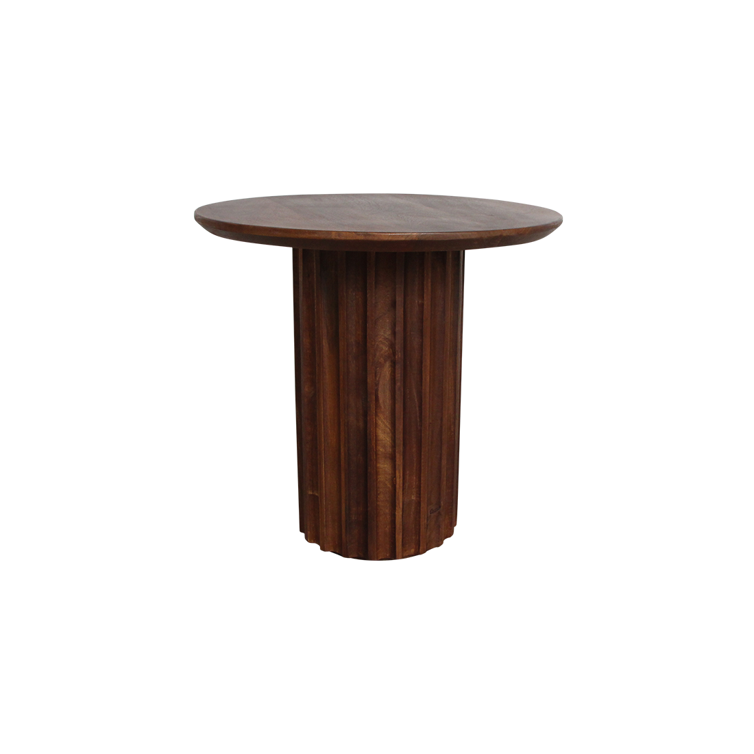 Bijzettafel Bullnose Reversed Fluted van Raw Materials, rond blad van 50 cm doorsnee van bovenaf
