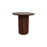 Bijzettafel Bullnose Reversed Fluted van Raw Materials, rond blad van 50 cm doorsnee van bovenaf