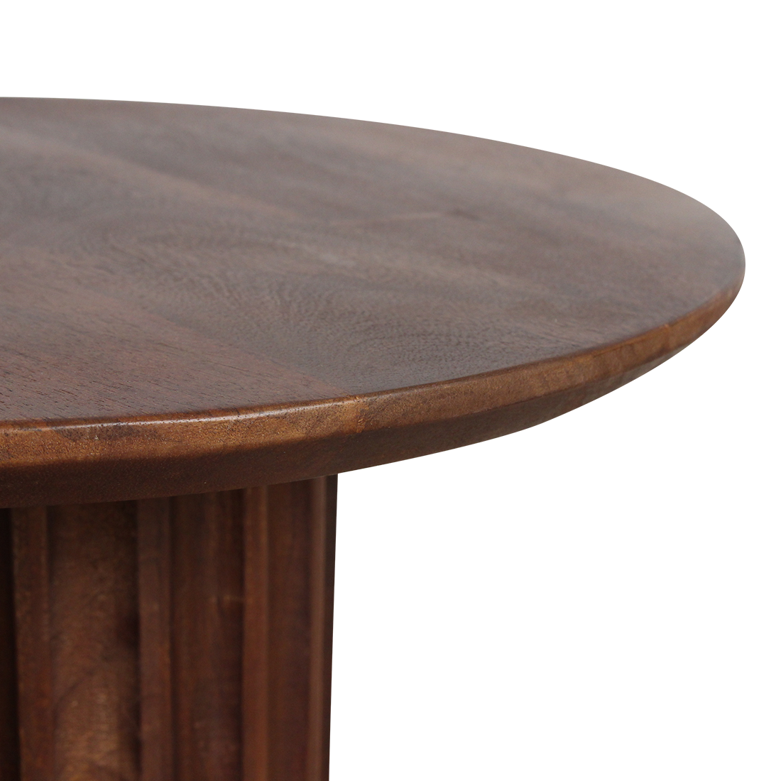 Bijzettafel Bullnose Reversed Fluted van Raw Materials, massief houten voet van dichtbij
