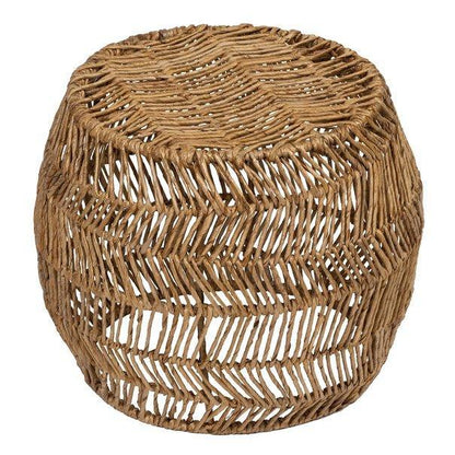 Abaca bijzettafel Cala Gracio van MUST Living van opzij, bolle vorm in naturel tint