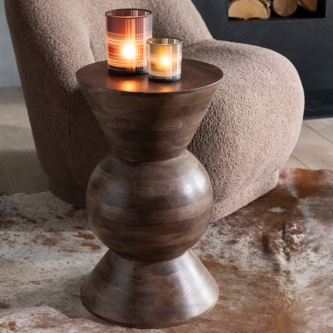 Bijzettafel Candy Mango Hout Bruin - Bijzettafel - J-Line - livinglovely.nl