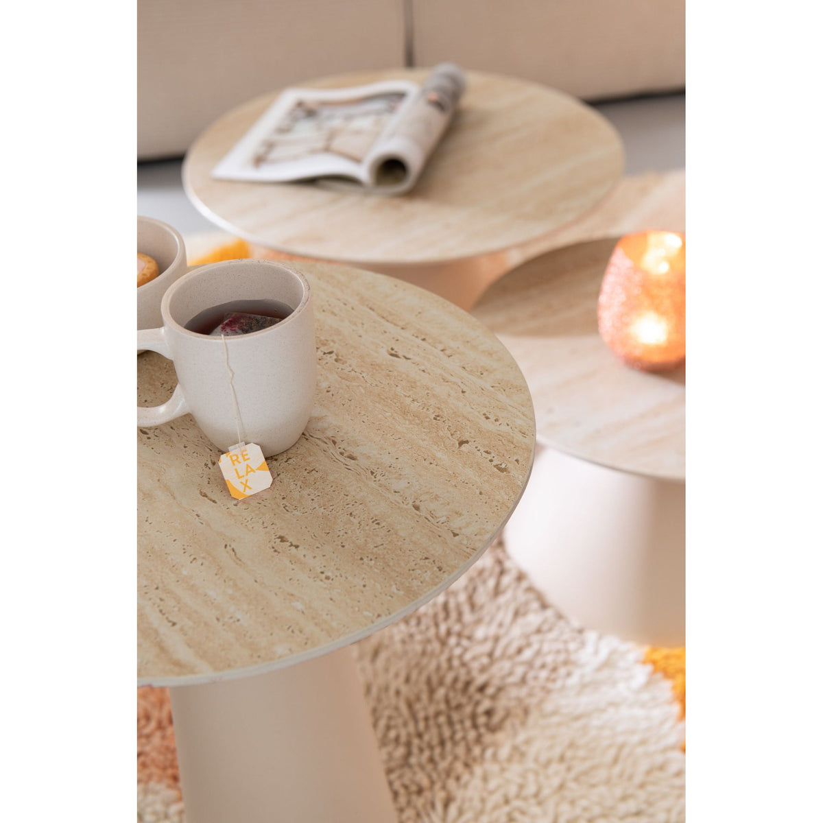 Bijzettafel Column Kegel Metaal Ecru/Beige