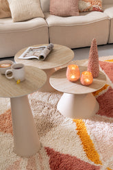 Bijzettafel Column Kegel Metaal Ecru/Beige - Bijzettafel - J-Line - livinglovely.nl