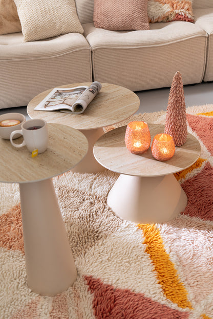 Bijzettafel Column Kegel Metaal Ecru/Beige - Bijzettafel - J-Line - livinglovely.nl