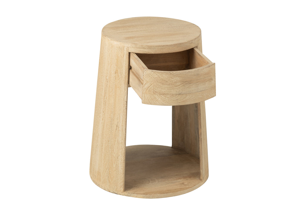 Bijzettafel Drawn Mango Hout/Mdf Naturel - Bijzettafel - J-Line - livinglovely.nl