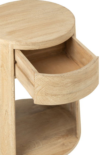 Bijzettafel Drawn Mango Hout/Mdf Naturel - Bijzettafel - J-Line - livinglovely.nl