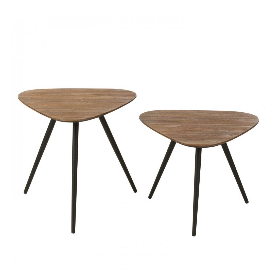 Bijzettafel Driehoek Gerecycleerd Teak Naturel Set van 2 J-Line
