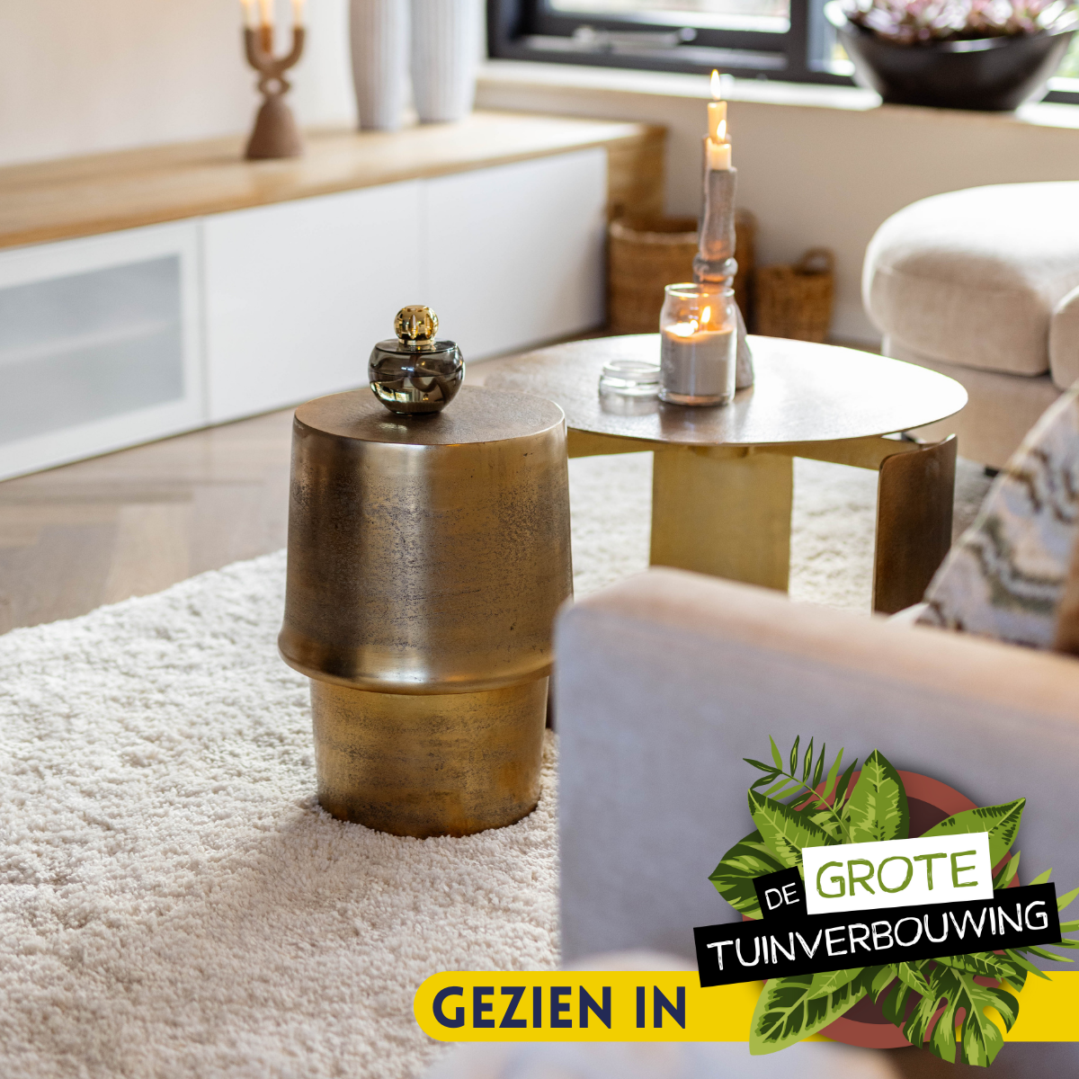 Bijzettafel Glamor van Starfurn schuin van opzij, met zicht op de hoogte van 48 cm