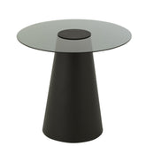 Bijzettafel Glas Flat Cap Kegel Metaal Zwart j-Line - Bijzettafel - J-Line - livinglovely.nl