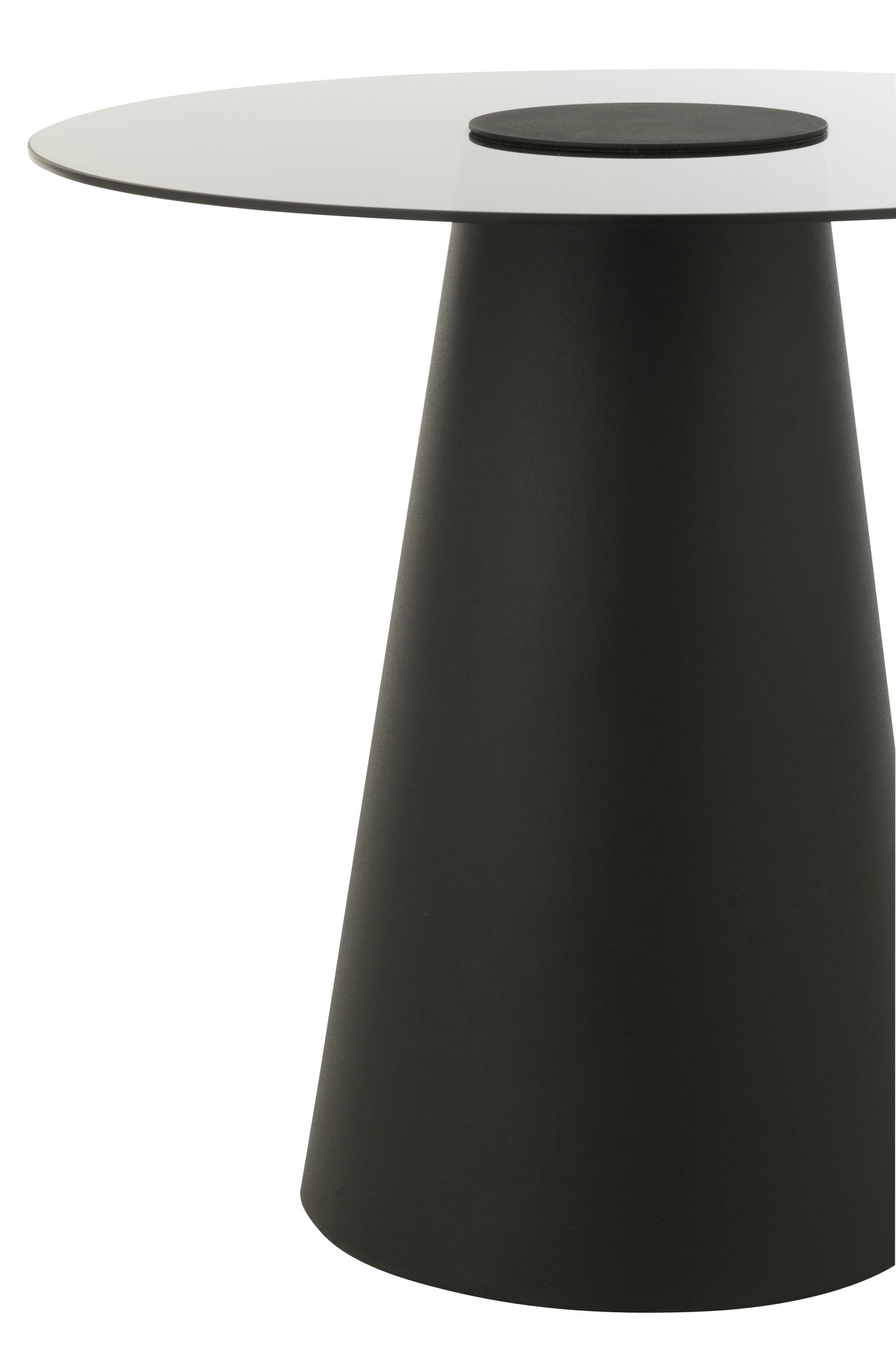 Bijzettafel Glas Flat Cap Kegel Metaal Zwart j-Line - Bijzettafel - J-Line - livinglovely.nl