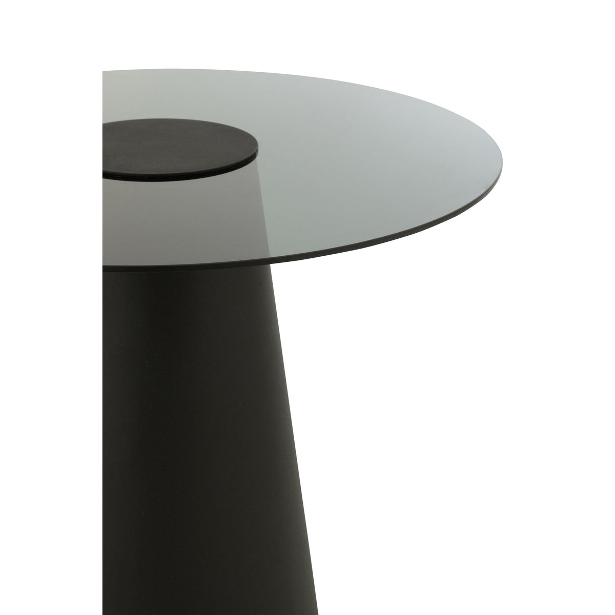 Bijzettafel Glas Flat Cap Kegel Metaal Zwart J-Line