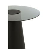 Bijzettafel Glas Flat Cap Kegel Metaal Zwart J-Line