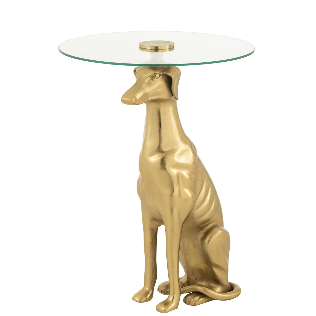 Bijzettafel Hond Aluminium/Glas Goud J-Line