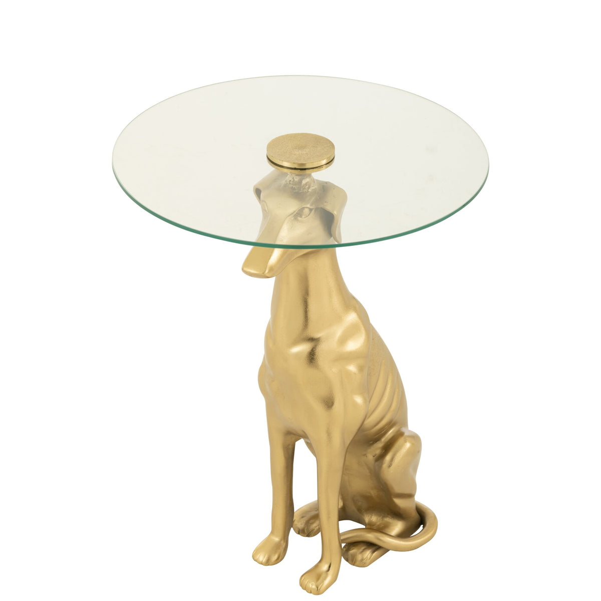 Bijzettafel Hond Aluminium/Glas Goud J-Line