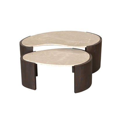 Bijzettafel Lume Marmer 71cm samen met de bijpassende Lume salontafel van Starfurn