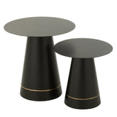 Bijzettafel Metaal Zwart/Goudkleurig Set van 2 J-Line - Bijzettafel - J-Line - livinglovely.nl
