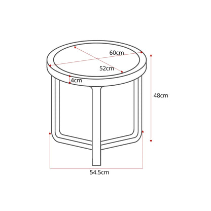 Maattekening van de Bijzettafel Morris Travertin Ø60cm van Starfurn