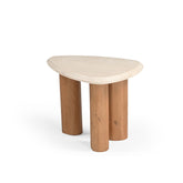 Bijzettafel Nuvé 60cm van Starfurn schuin van boven met de fijne aders in het romig beige marmer