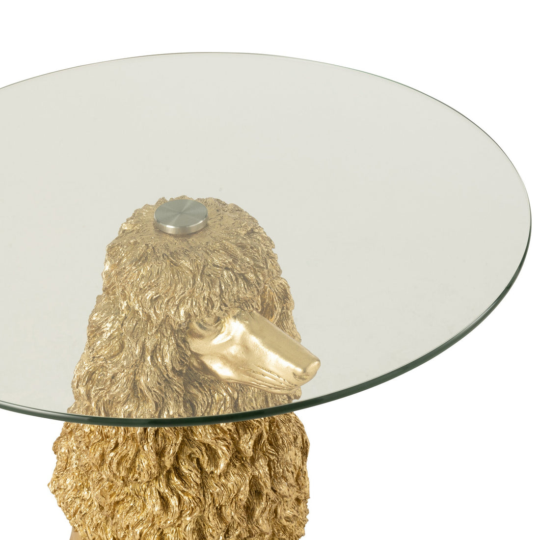 Bijzettafel Poedel Rond Polyresin Goudkleurig - Bijzettafel - J-Line - livinglovely.nl