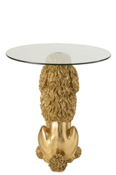 Bijzettafel Poedel Rond Polyresin Goudkleurig - Bijzettafel - J-Line - livinglovely.nl