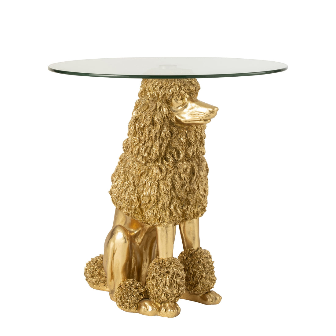 Bijzettafel Poedel Rond Polyresin Goudkleurig - Bijzettafel - J-Line - livinglovely.nl