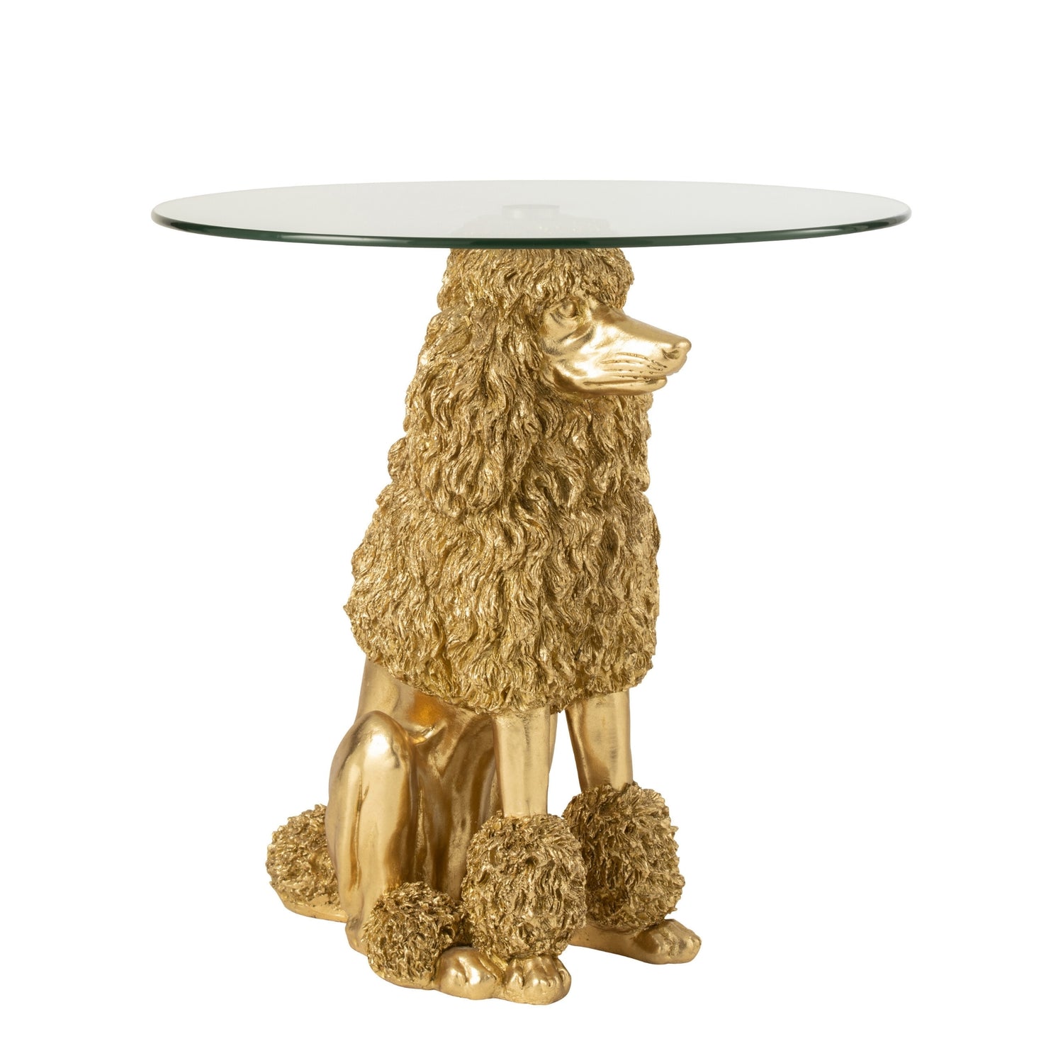 Bijzettafel Poedel Rond Polyresin Goudkleurig - Bijzettafel - J-Line - livinglovely.nl