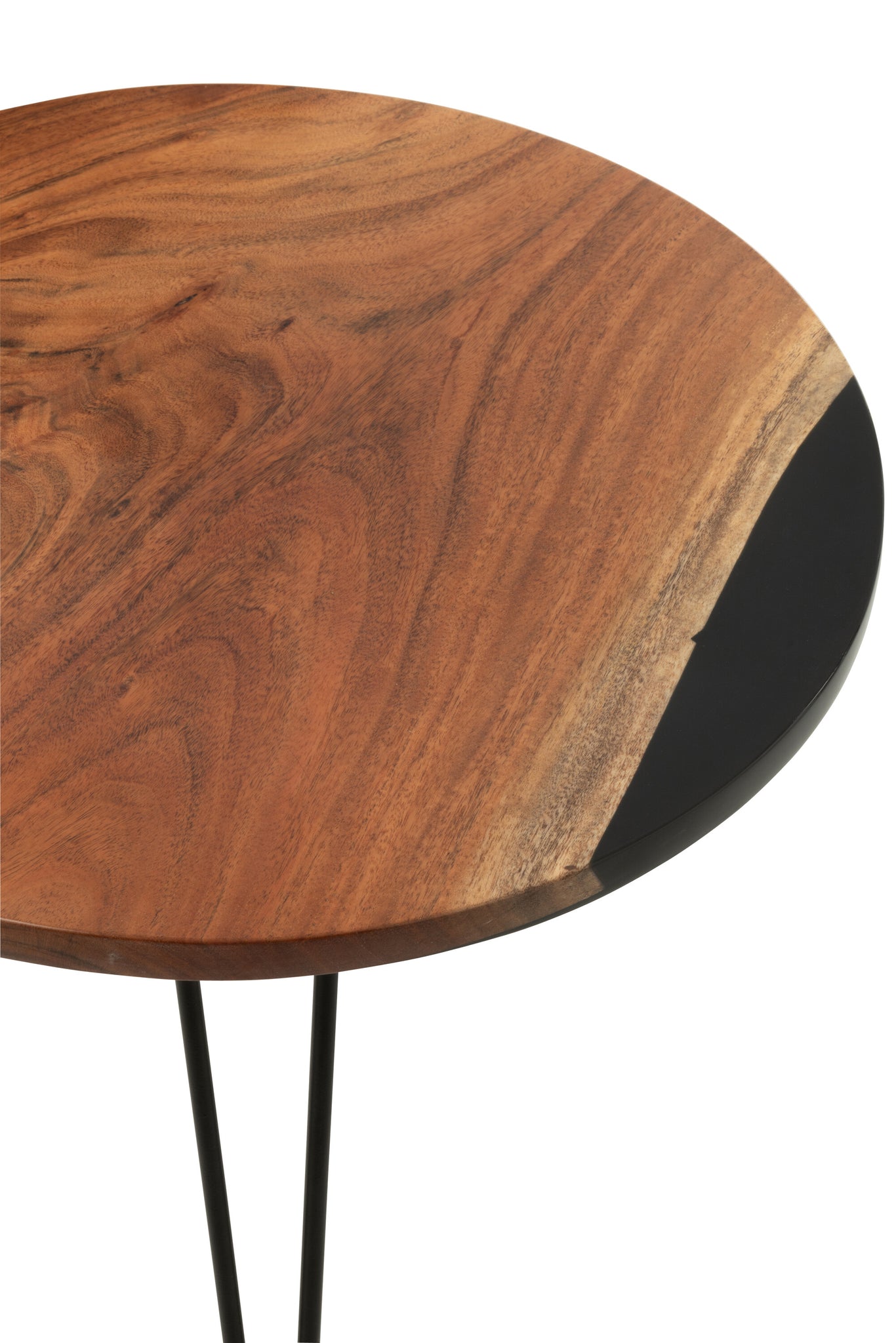 Bijzettafel Rond Acacia Hout/Epoxyhars Naturel/Zwart - Bijzettafel - J-Line - livinglovely.nl